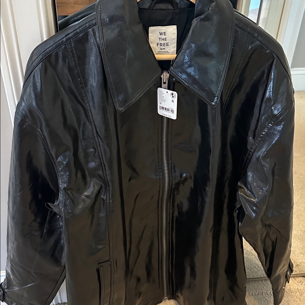 We The Free Black Leather Jacket